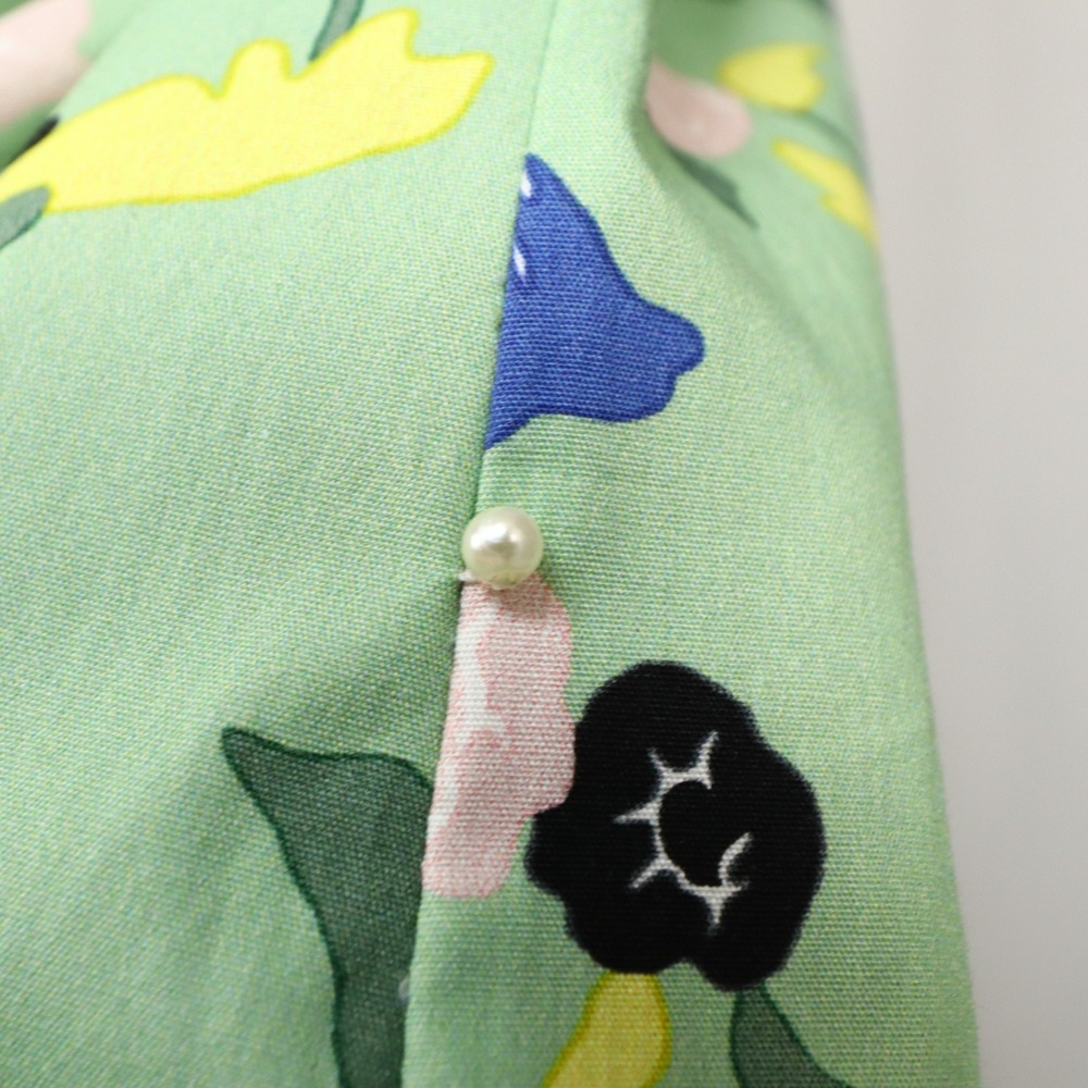 Pearl by Lela Rose Floral Cotton Halter Belted Dress XS Green Feminine Romantic - Picture 8 of 14
